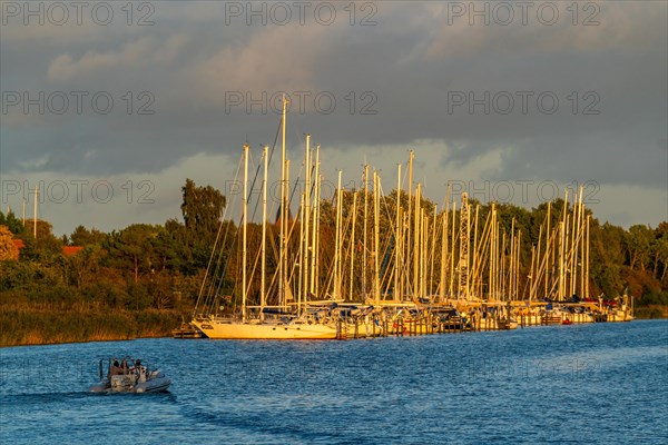 Sailing yachts in a marina on the river Ryck