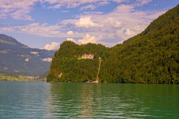 The Historical Grandhotel Giessbach on the Mountain Side on Lake Brienz in Bernese Oberland