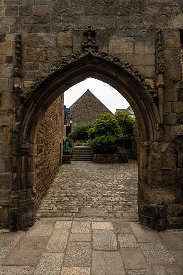 Ramparts at the medieval Dinan Castle along the River Rance in French Brittany