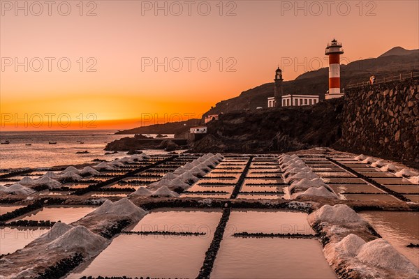 Sunset at the Fuencaliente Lighthouse on the route of the volcanoes south of the island of La Palma