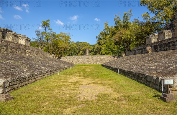 In the field of the ball game in the temples of Copan Ruinas. Honduras