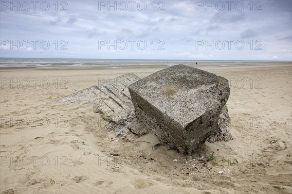 Destroyed bunkers in the dunes of Dunkirk