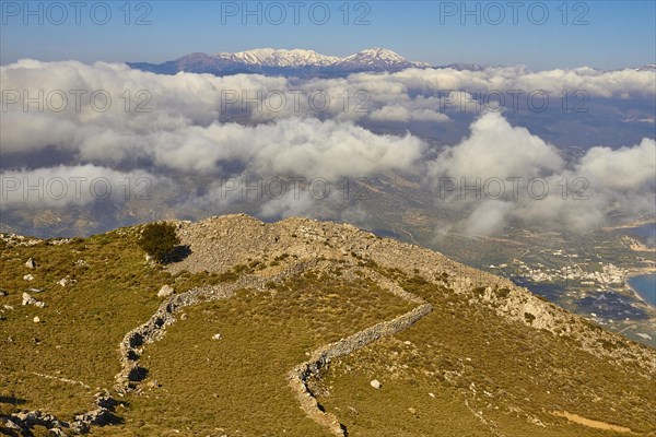 View down to Pachia Ammos and into Mirabello Bay