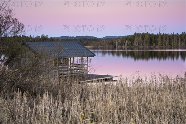 Grosser Ursee with a hut on the shore