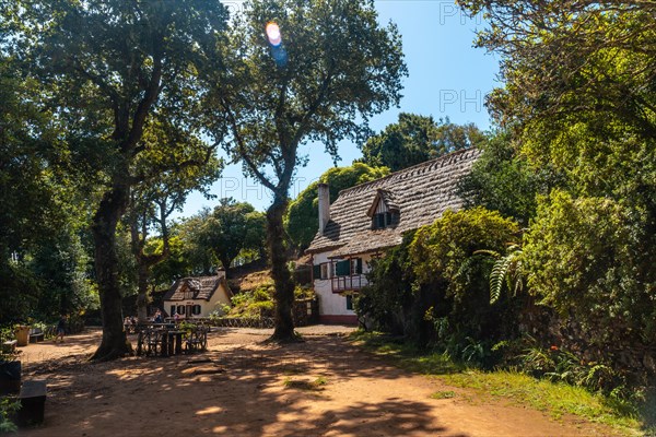 Beautiful houses in nature at the beginning of Levada do Caldeirao Verde