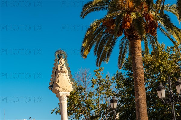 Detail of the sculpture of the Virgen del Rocio near the sanctuary of El Rocio. Huelva