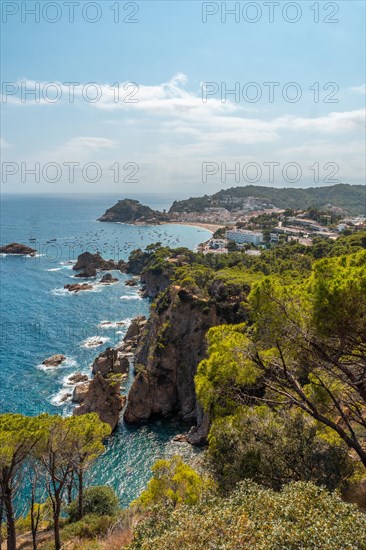 Aerial view of Tossa de Mar in summer