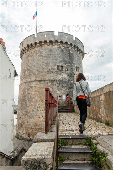 The Chain Tower of La Rochelle in the medieval old town. La Rochelle is a coastal city in southwestern France