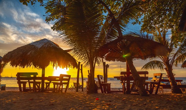 A terrace on the beach at Sunset from West End Beach