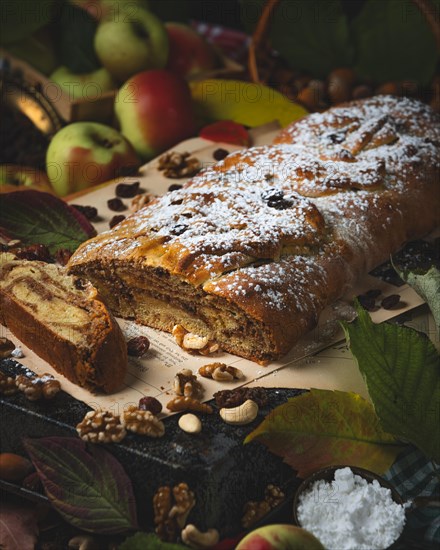 Nut strudel in autumn atmosphere