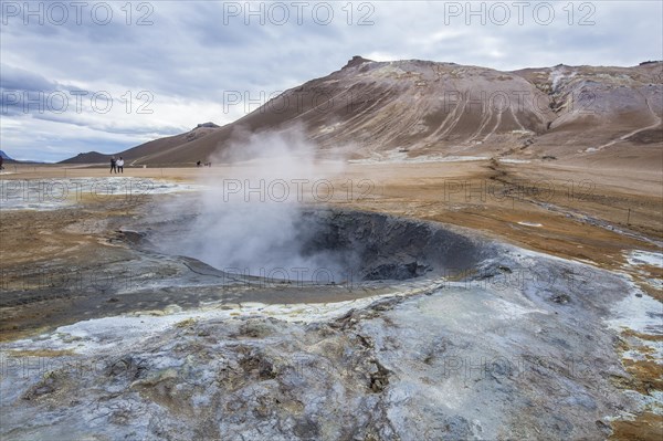 Detail of pools of boiling water and sulfur in the park of Myvatn. Iceland