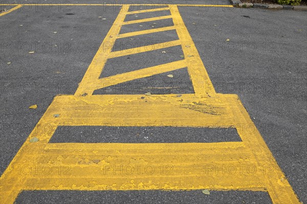 Street markings on a pedestrian crossing