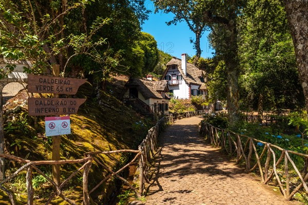 White houses at the beginning of Levada do Caldeirao Verde