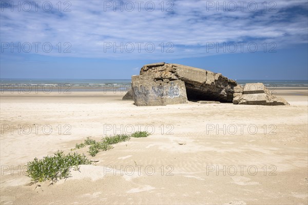 Destroyed bunkers in the dunes of Dunkirk