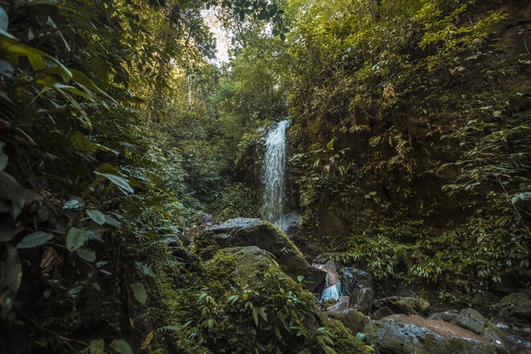 Waterfall and its natural environment of the Cerro Azul Meambar National Park