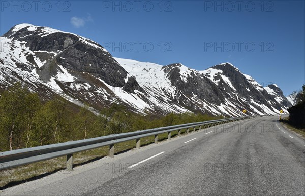 Road in the snowy mountains of Stryn