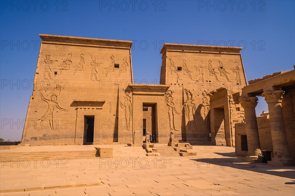 A young European tourist at the Temple of Philae