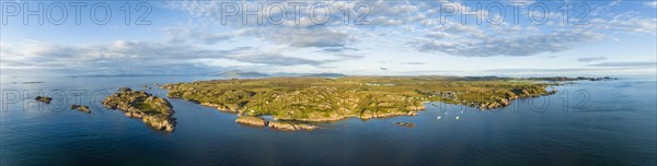 Aerial panorama of the western part of the Ross of Mull peninsula