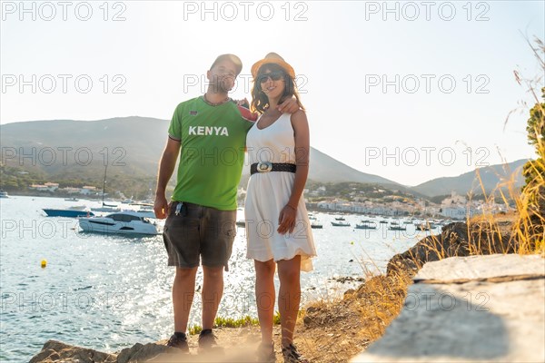 A couple on vacation in Cadaques enjoying the summer