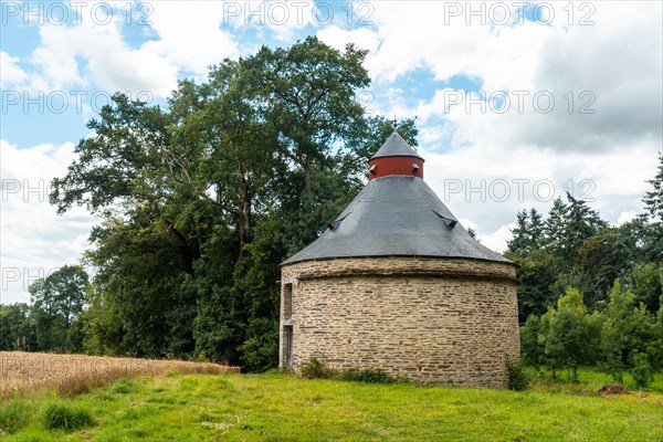 Straw barn in French Brittany in July summer