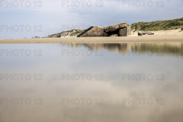 Destroyed bunkers in the dunes of Dunkirk