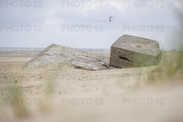 Destroyed bunkers in the dunes of Dunkirk