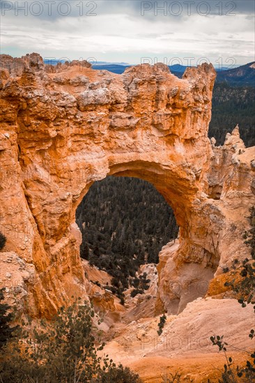 View of the beautiful The Arch Grand Escalante in Bryce National Park from the viewpoint. Utah