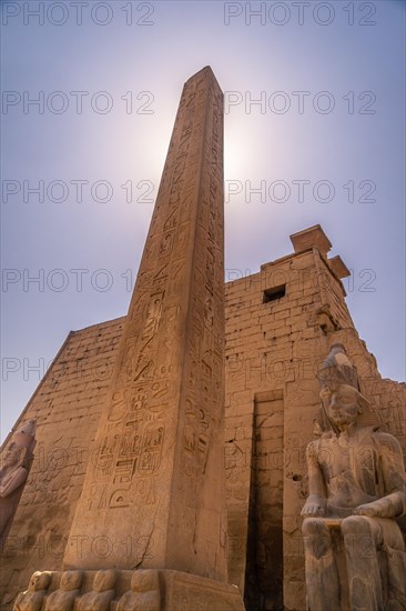 Beautiful facade of one of the most beautiful temples in Egypt. Luxor Temple with its sculptures of pharaohs and the obelisk