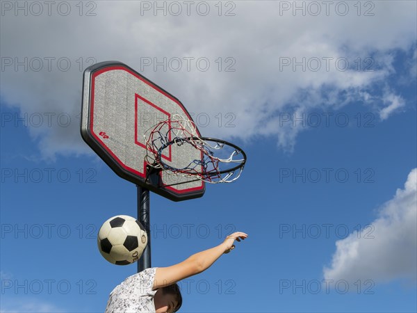 Basketball Jump with the ball to the basket and net