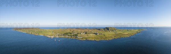 Aerial panorama of the Isle of Iona in the morning light