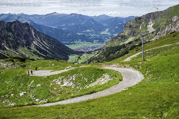 View from Hoefatsblick station of Oberstdorf and the Allgaeu Alps