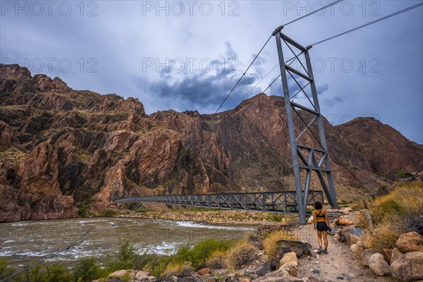 The beautiful Colorado River Bridge on the Bright Angel Trailhead route in the Grand Canyon. Arizona