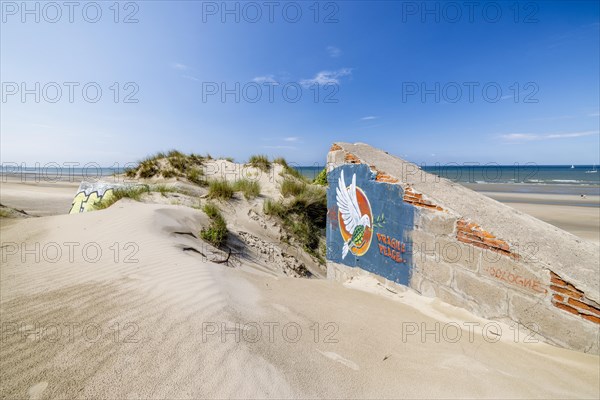 Destroyed bunkers in the dunes of Dunkirk