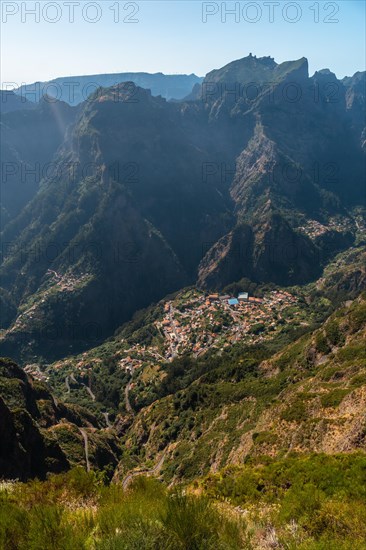 Aerial view of Curral das Freiras from the Miradouro do Paredao viewpoint