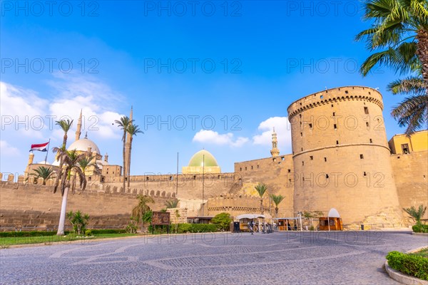Fortress and walls of the Alabaster Mosque in the city of Cairo