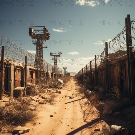 Fence a country border with barbed wire