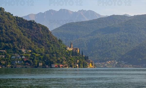 Church Santa Maria del Sasso on the Mountain Side and Lake Lugano in Morcote