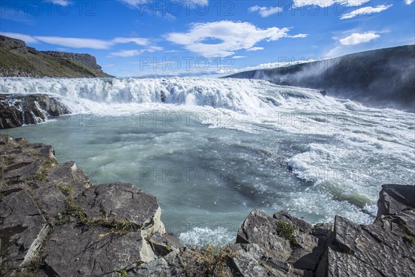 Gullfoss waterfall lookout in the golden circle of south of Iceland