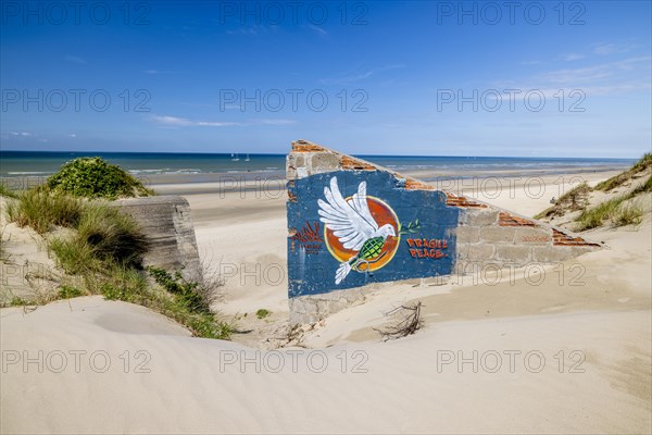 Destroyed bunkers in the dunes of Dunkirk