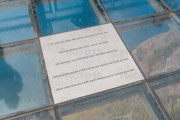 Identification plate at the highest viewpoint called Cabo Girao in Funchal. Madeira