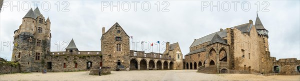 Panoramic of the interior of the medieval castle of Vitre. Ille-et-Vilaine department