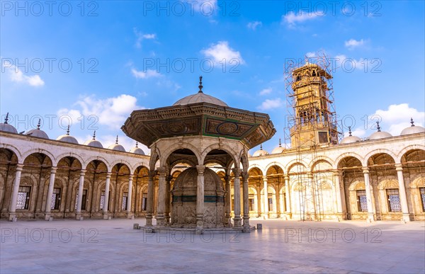 Details of the interior of the Alabaster Mosque in the city of Cairo