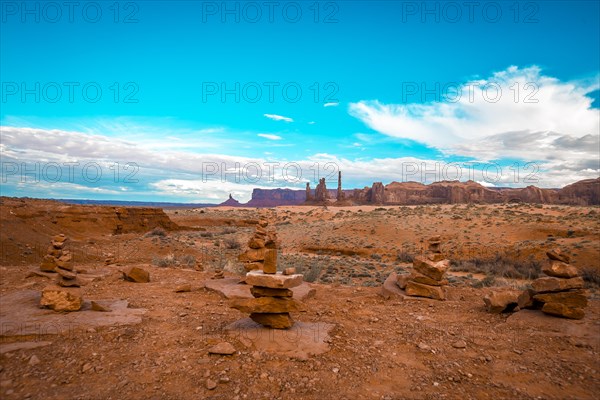 Stones on stones inside the Monument Valley National Park at ArtistÂ´s Point. Utah