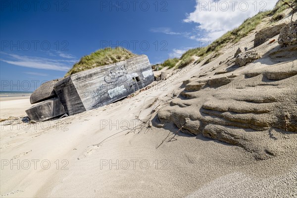 Destroyed bunkers in the dunes of Dunkirk