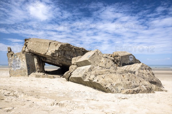 Destroyed bunkers in the dunes of Dunkirk