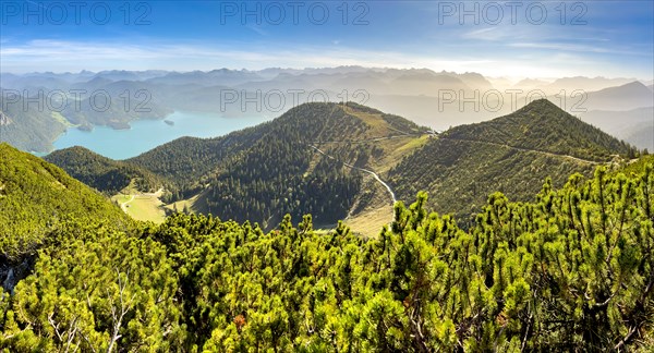 Panoramic view of Walchensee from Herzogstand