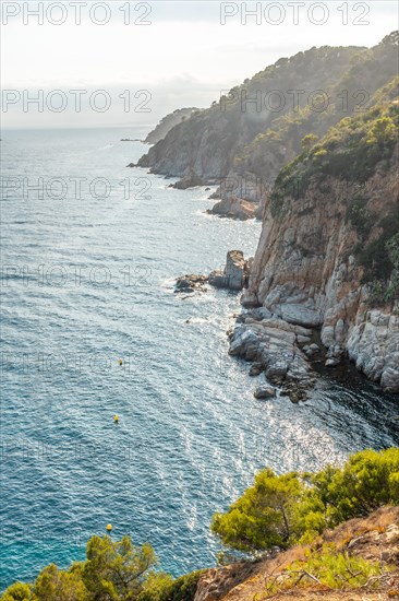 View of the town of Tossa de Mar in summer from the castle