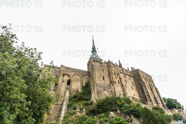 Interiors and walls of the famous Mont Saint-Michel Abbey in the Manche department