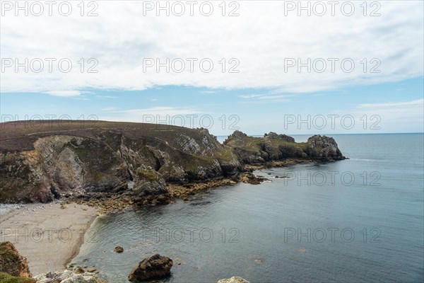 The coastline and beach at Le Chateau de Dinan on the Crozon Peninsula in French Brittany