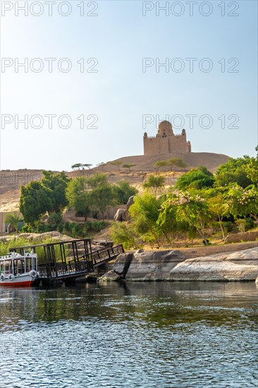 Small towns and ancient temples navigating the Nile River in Aswan city. Egypt